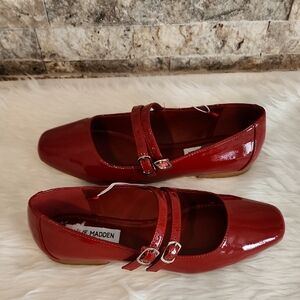 Steve Madden Red  Flats  Maple - Wine Patent Shoes